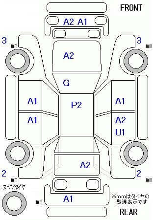 Diagram of 2016 Honda Odyssey 2.0 Hybrid Absolute Honda Sensing including front and rear tire pressure specifications.