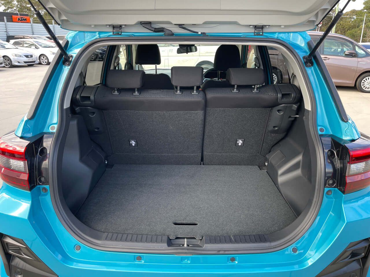 2022 Toyota Raize 1.2L e-Smart Hybrid rear trunk space showing capacity and seating arrangement.