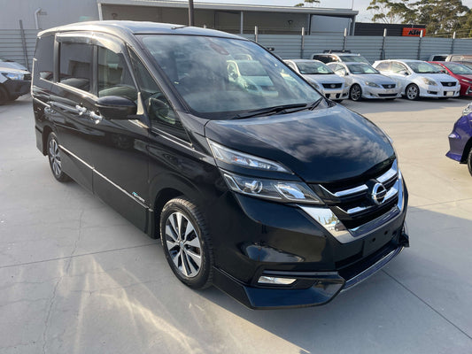 2017 Nissan Serena 2.0L S-Hybrid Highway Star showcasing sleek black exterior and modern design.