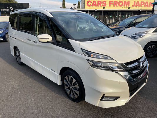 2016 Nissan Serena 2.0L S-Hybrid ProPilot Edition in white, featuring sleek design and 8 seats.