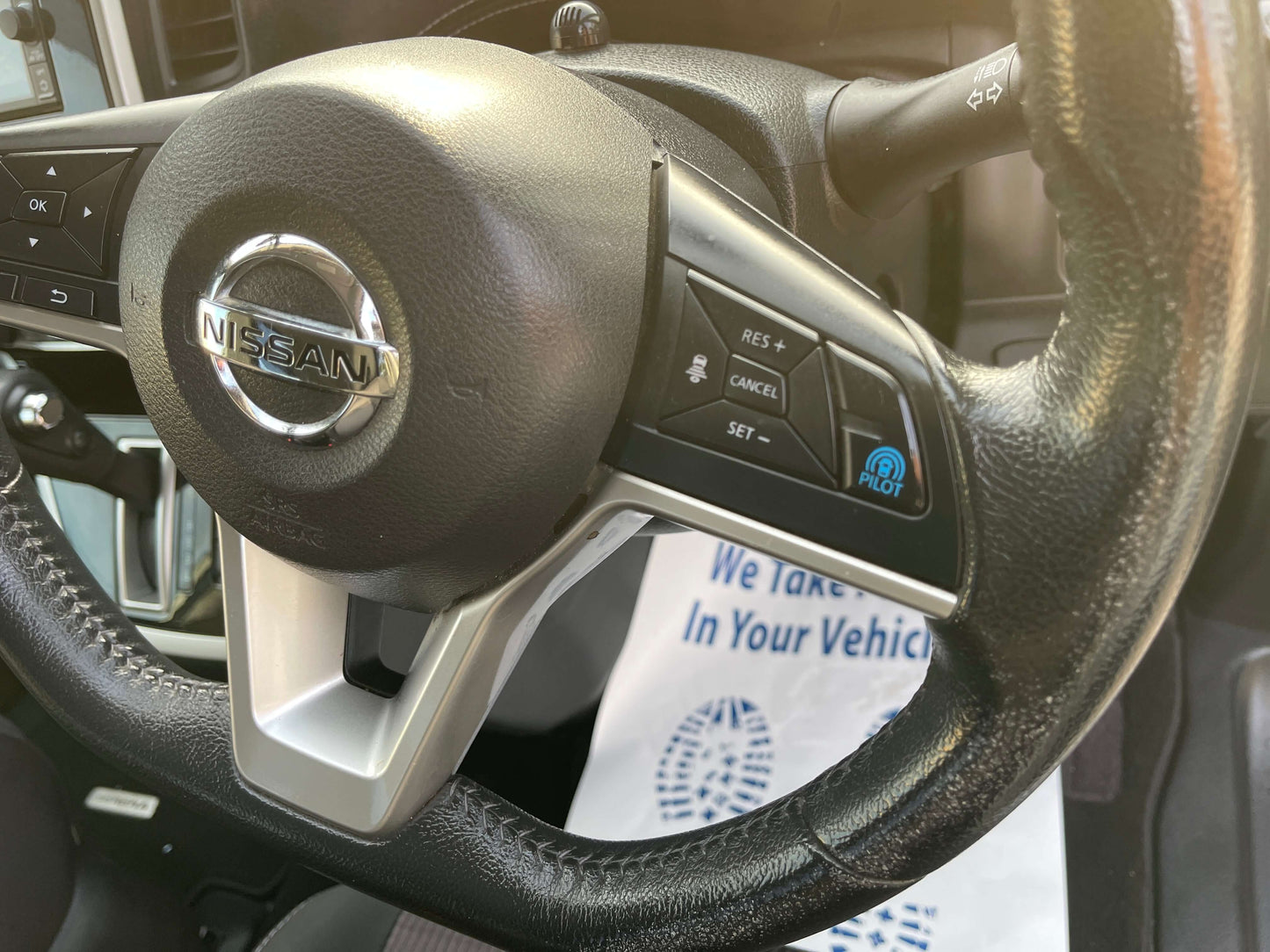 2016 Nissan Serena 2.0L S-Hybrid steering wheel with ProPilot features and controls.