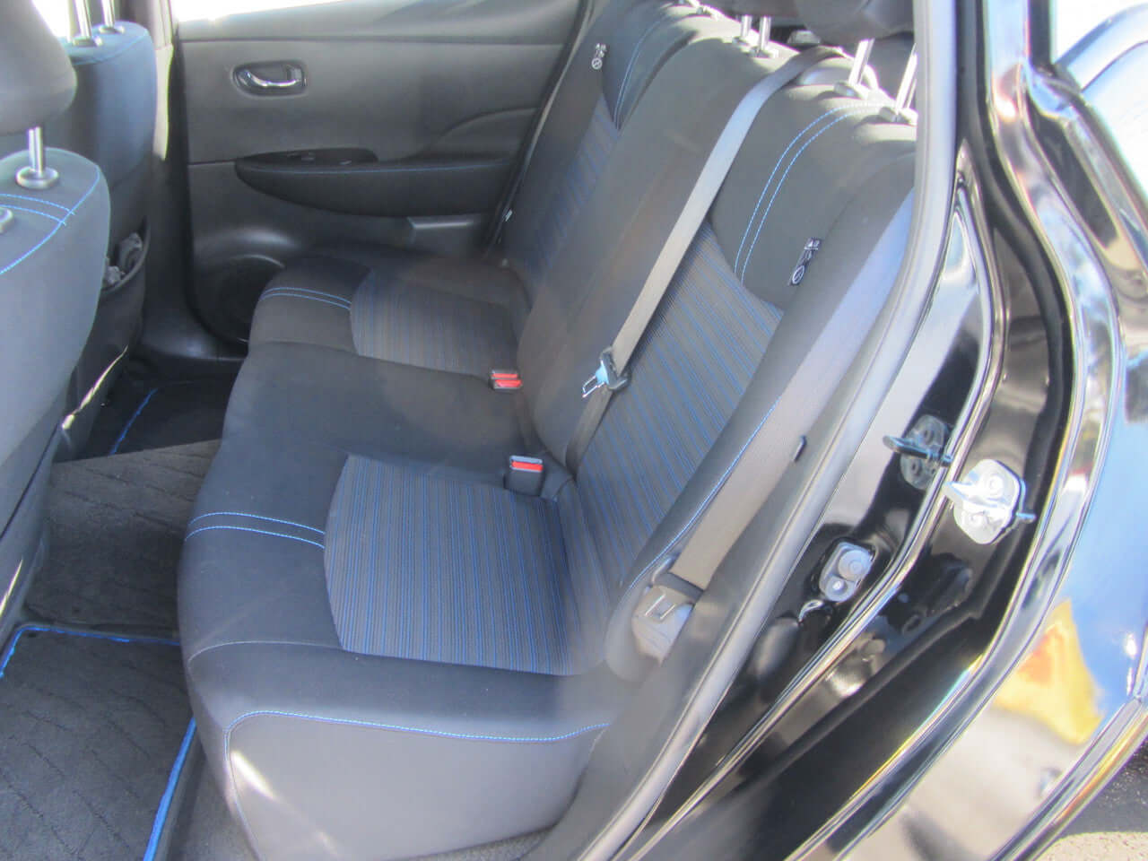 Interior view of the back seat of a 2019 Nissan Leaf e+ 62kW X-Edition Full Electric showcasing spacious seating.