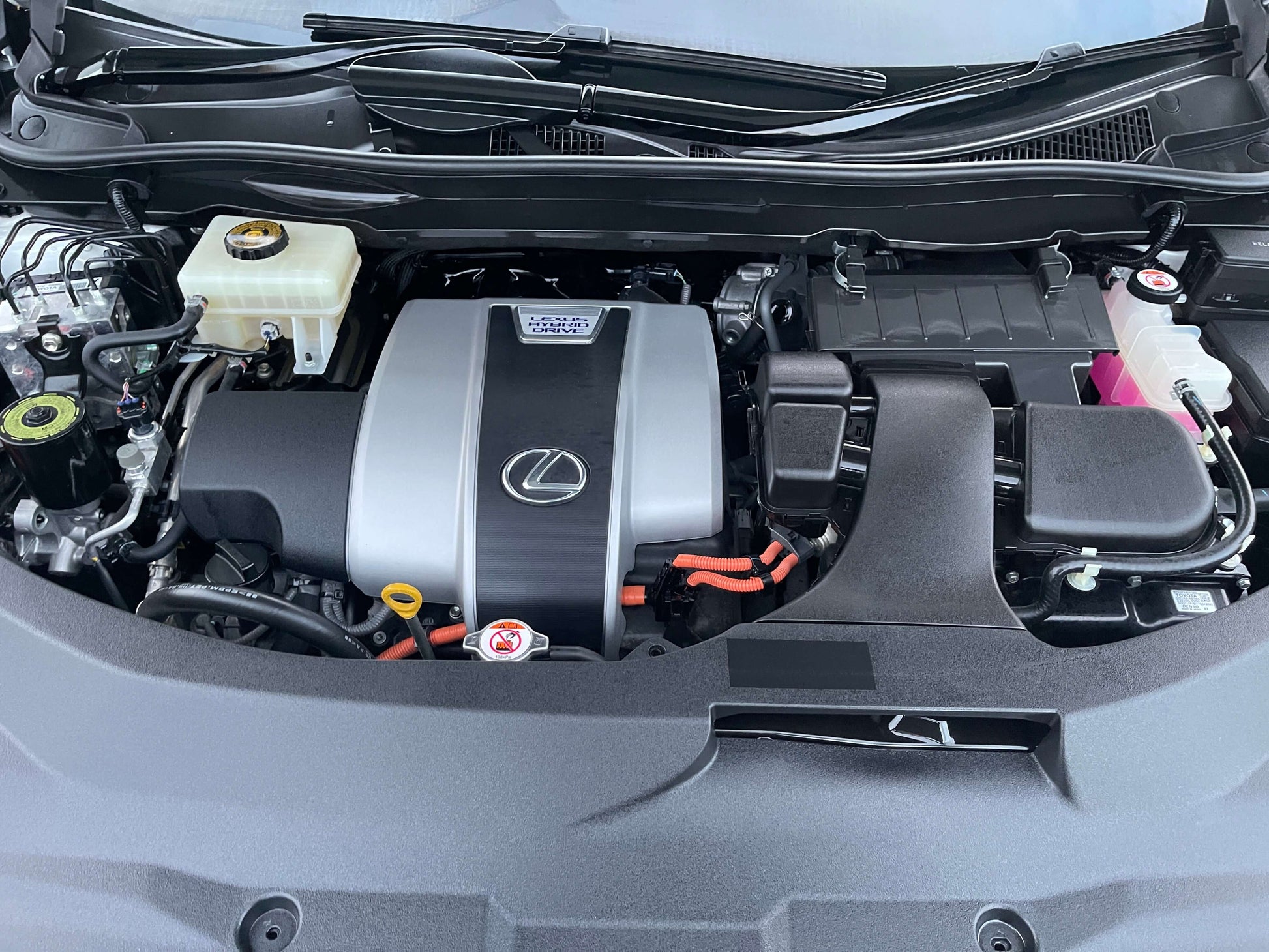 2017 Lexus RX450H engine compartment showcasing the V6 3.5L hybrid technology.
