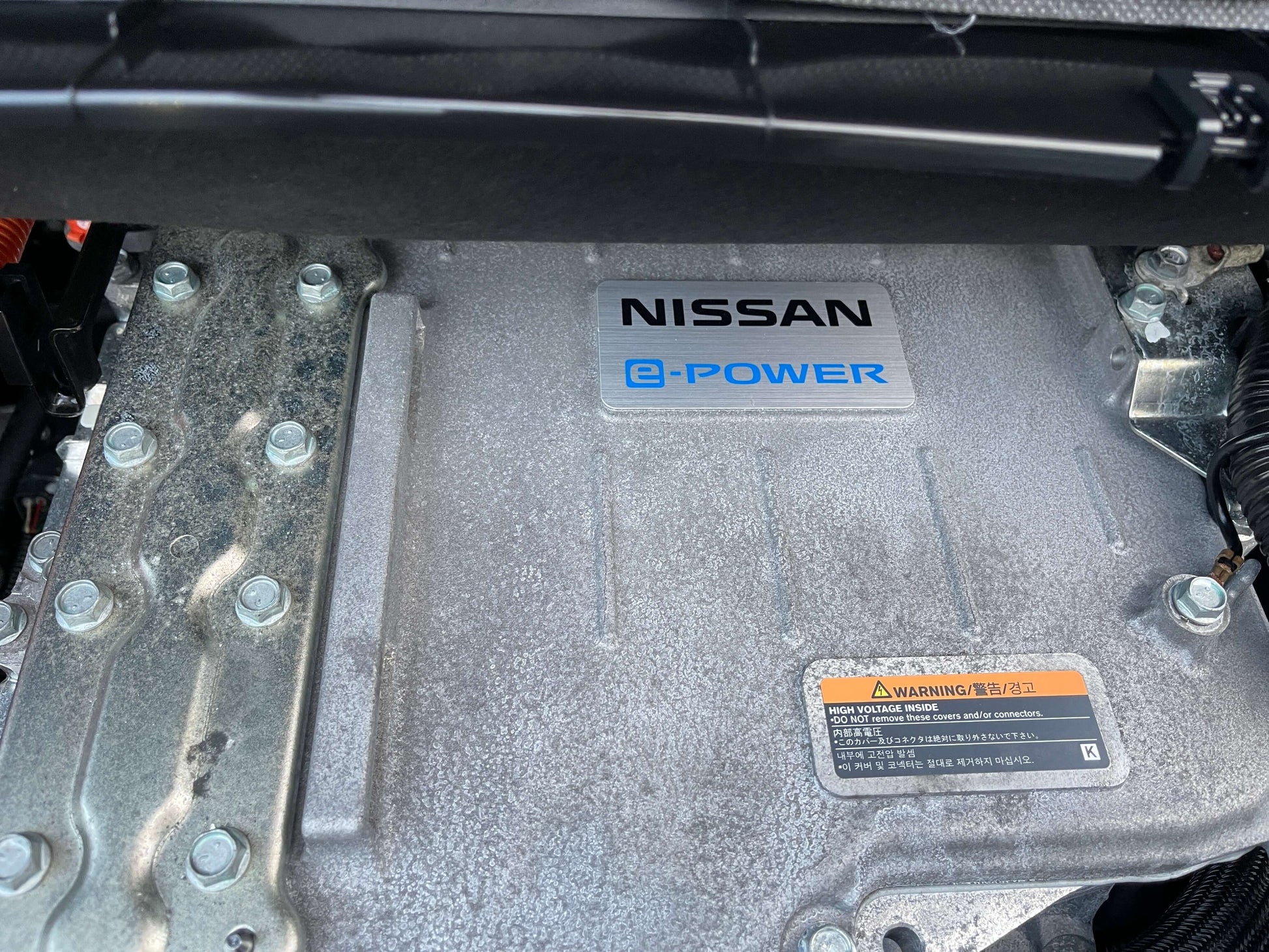 Close-up of the Nissan e-Power engine component highlighting the technology in the 2020 Nissan Serena 1.2 e-Power.