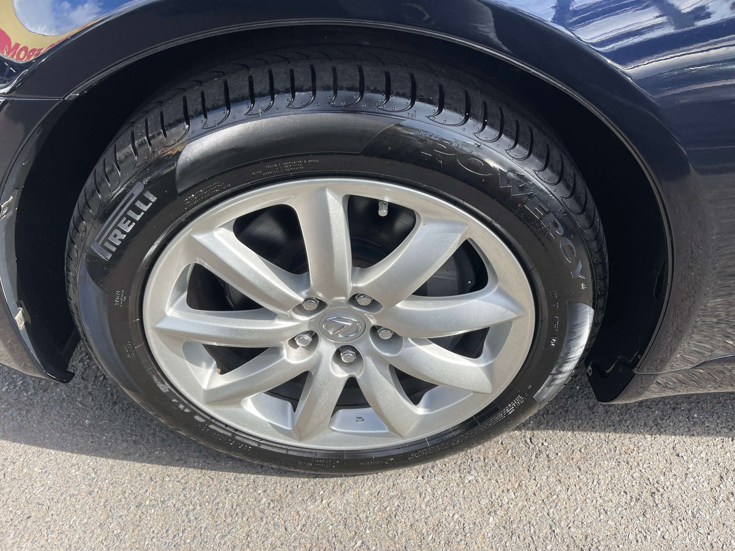2006 Lexus LS460 V8 4.6L - close-up of alloy wheel with Pirelli tire on luxury sedan