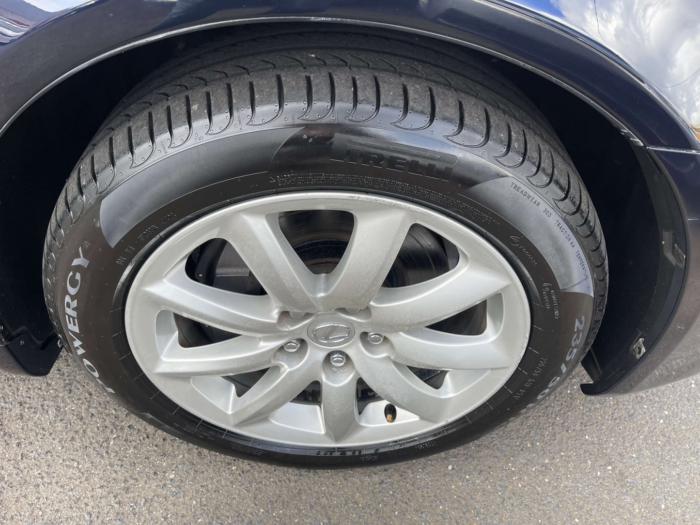 Close-up of a tire and alloy wheel from a 2006 Lexus LS460 V8 4.6L Premium Luxury Sedan.