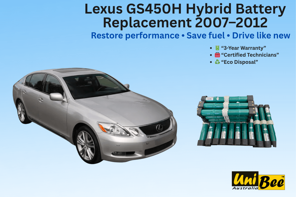 Lexus GS 450H Hybrid Battery Replacement 2007-2012, restore performance, UniBee Australia, eco disposal, hybrid battery