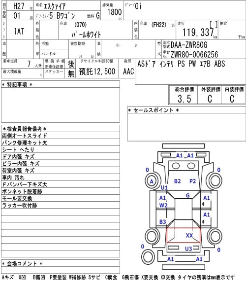 2014 Toyota Esquire 1.8 Hybrid Gi Edition 7 seater, VIN 6ZZE0ZWR800066256 (#6256)