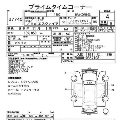 2018 Toyota Esquire 1.8L Hybrid Gi Premium Package specifications document with details and features.