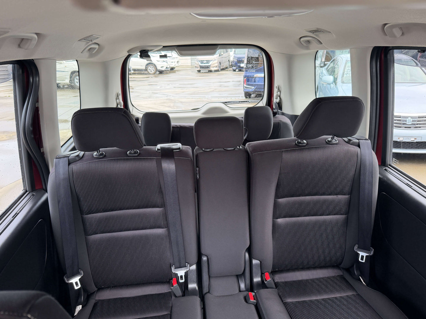 Interior view showing the spacious seating arrangement of the 2018 Nissan Serena 2.0L S-Hybrid Highway Star with 8 seats.