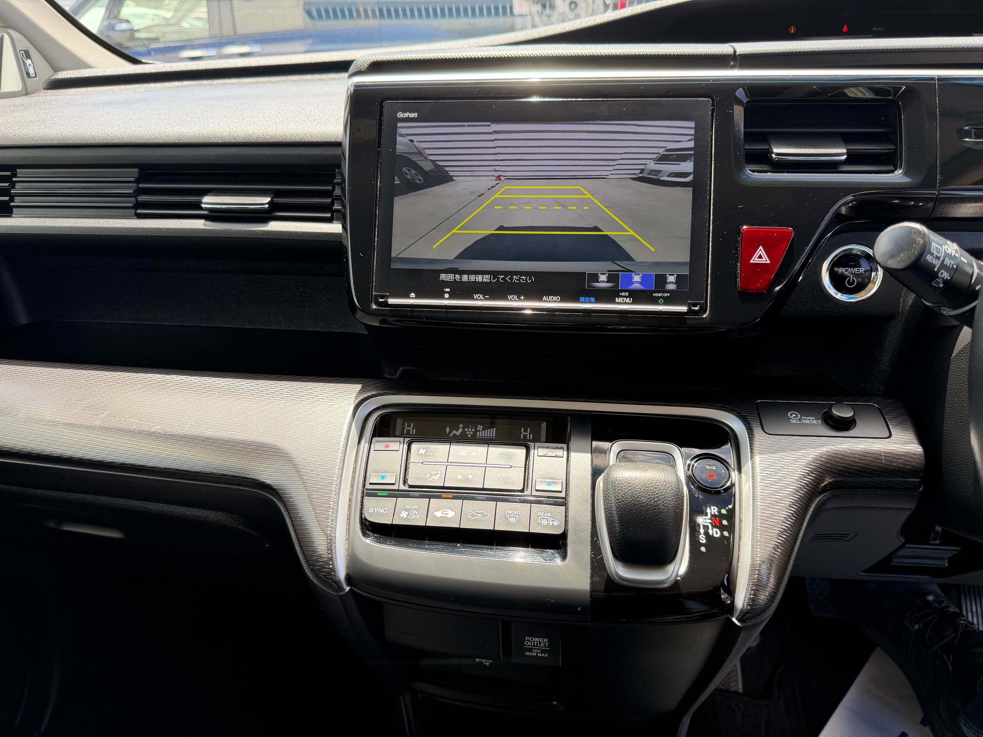 Interior view of 2019 Honda Honda Stepwgn 2.0 Spada Hybrid featuring dashboard and rearview camera display.