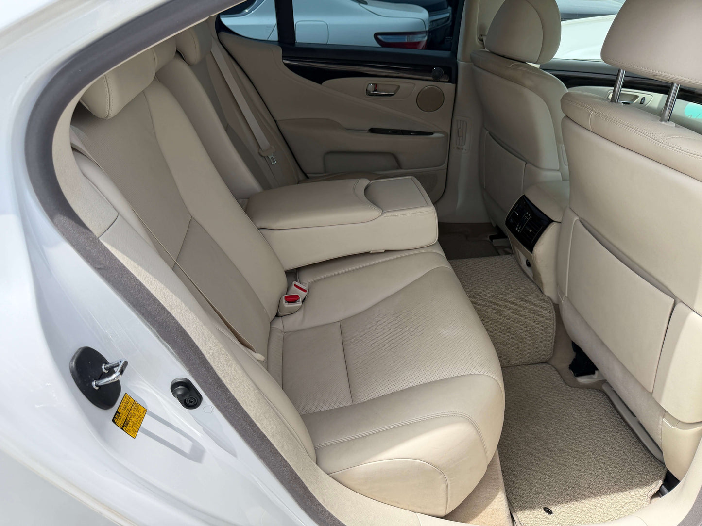 Interior backseat view of a 2007 Lexus LS460 V8 4.6L showing spacious luxury seating.