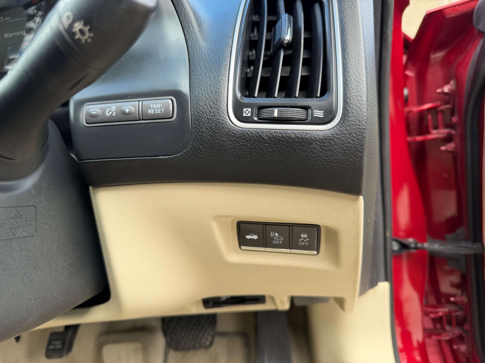 Interior dashboard controls of a 2015 Nissan Skyline V6 3.5L Hybrid 350GT Sport Sedan with automatic features.