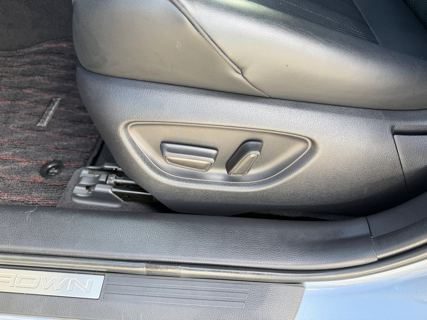 2019 Toyota Crown 2.5L Hybrid G Executive Edition Luxury Sedan seat adjustment controls and interior detail.