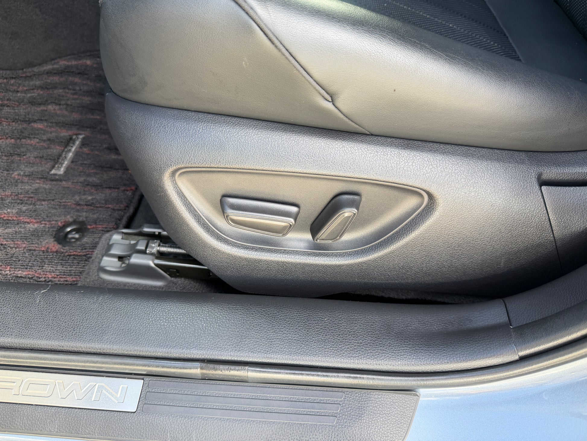 2019 Toyota Crown 2.5L Hybrid G Executive Edition Luxury Sedan seat adjustment controls and interior detail.