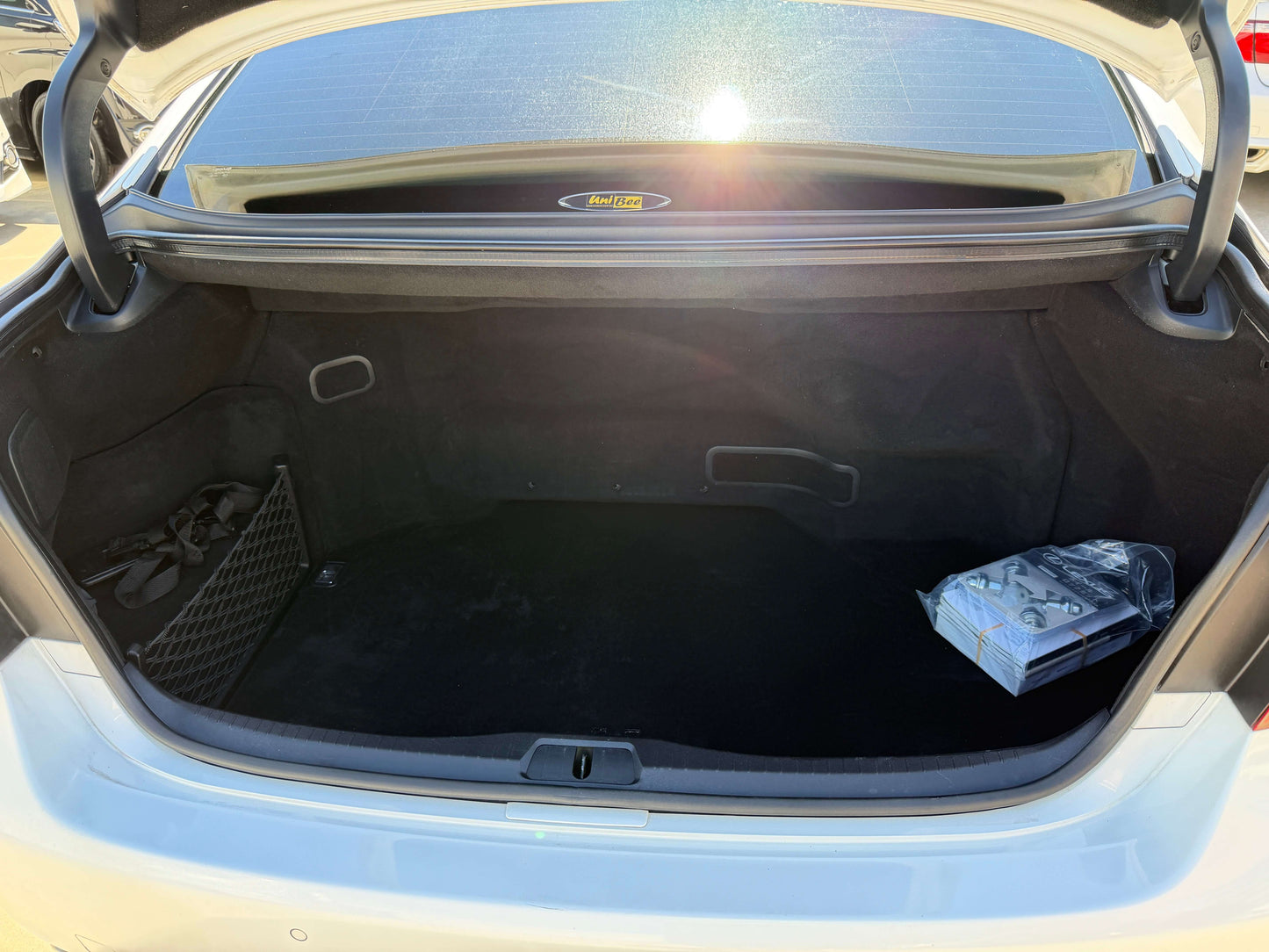 Trunk space of a 2007 Lexus LS600h AWD V8 5.0L Hybrid luxury sedan showcasing storage capacity.