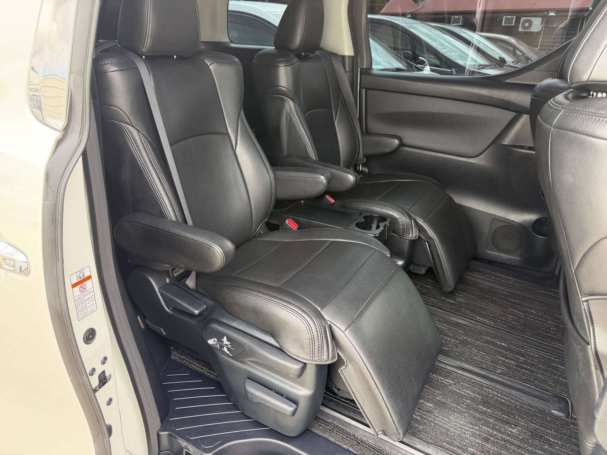 Interior view of luxurious black leather seats in 2016 Toyota Alphard 2.5L SA Package luxury people mover.