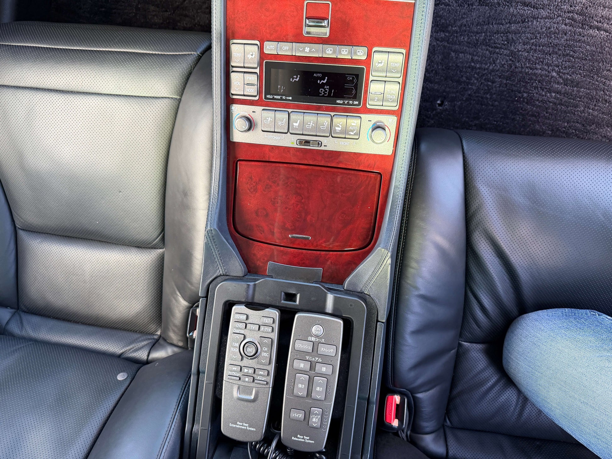 Interior view of the 2007 Lexus LS600hL AWD V8 5.0L Hybrid with luxury features and remote controls