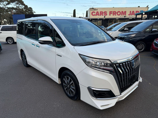 2018 Toyota Esquire 1.8L Hybrid Gi Premium Package 7 seater in white on display.