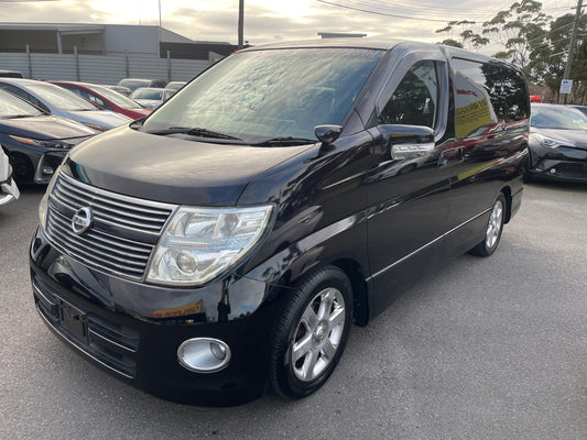 2008 Nissan Elgrand V6 2.5L Highway Star Premium Black Leather, VIN 6U90000ME51165419 (#5419)