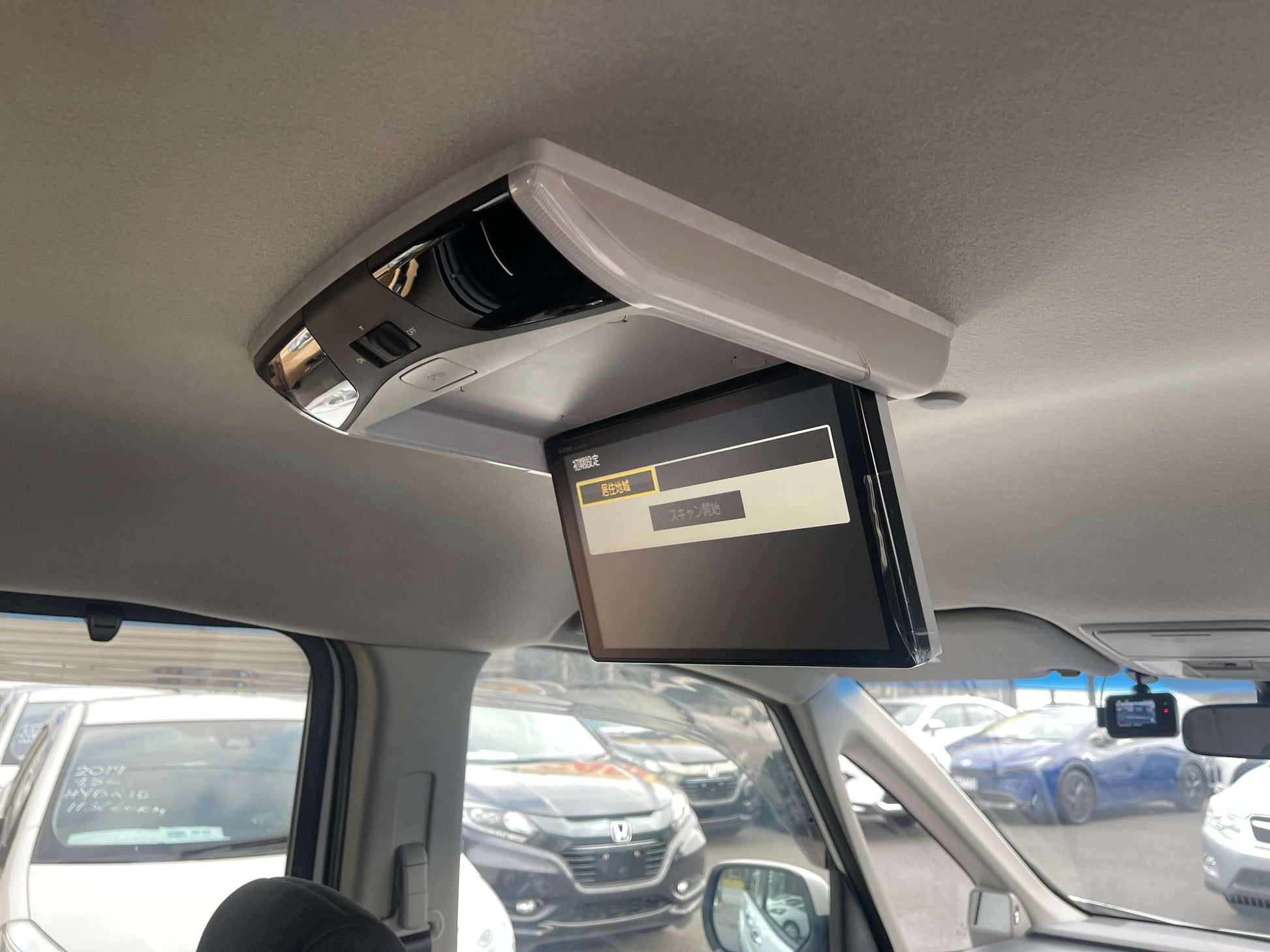 2018 Honda Honda Stepwgn 2.0 Spada Hybrid G Honda Sensing interior with overhead entertainment screen.