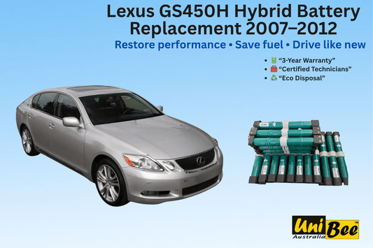 Lexus GS 450H Hybrid Battery Replacement 2007-2012, restore performance, UniBee Australia, eco disposal, hybrid battery